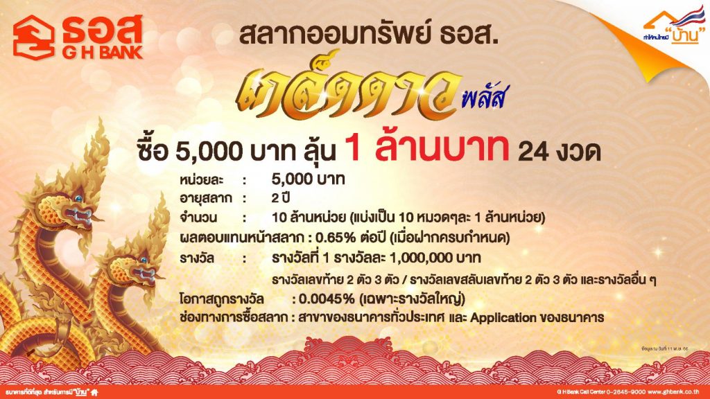 ธอส. สลากออมทรัพย์เกล็ดดาว พลัส 